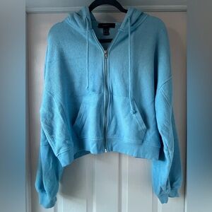 Forever 21+ Blue Zip Up, Hooded Sweatshirt. Size 2XL.